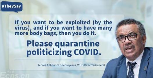 'Please quarantine politicizing COVID': WHO chief