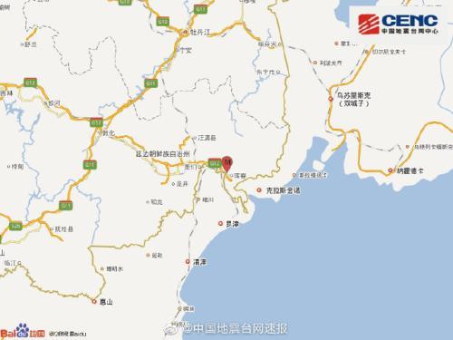 吉林珲春通报1.3级地震(疑爆)：碎石场两次爆破作业